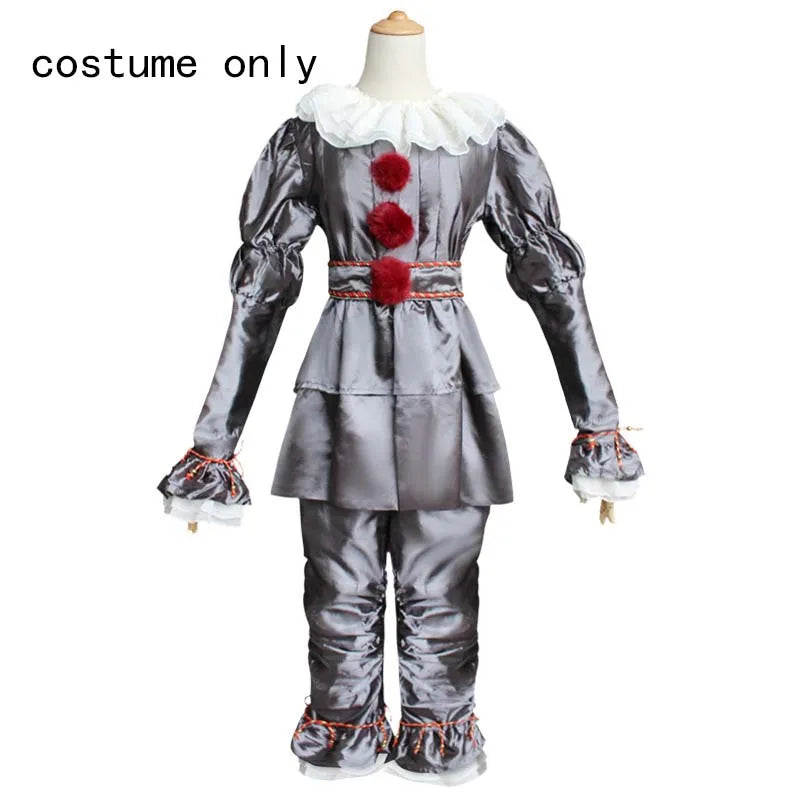 Pennywise Cosplay Costume Adult/Kids Clown Revival COS Terror Horro Clothing Set for Halloween Carnival Masquerade Party