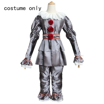 Pennywise Cosplay Costume Adult/Kids Clown Revival COS Terror Horro Clothing Set for Halloween Carnival Masquerade Party