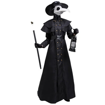 Halloween Middeleeuwse Capuchon Gewaad Plague Doctor Kostuum Masker Hoed voor Mannen Monnik Cosplay Steampunk Priester Horror Tovenaarsmantel Cape 5XL