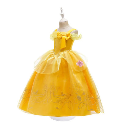 Fille Belle habiller sans manches florale enfants fête princesse Costume enfants la Belle et la bête Halloween carnaval tenue vêtements