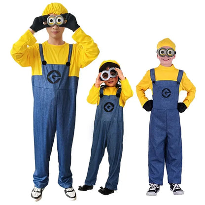 Costume de Cosplay de famille complète de réparateur jaune, combinaisons de mascarade, déguisement de fête de carnaval, Despicable Me