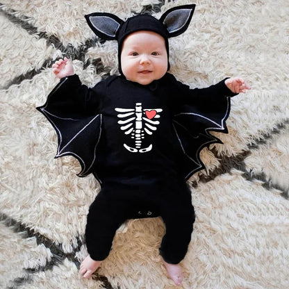 Costume de chauve-souris Seton pour bébé, olympiques d'Halloween Pourim, barboteuse, chapeau, noir, modules, 3-6M, 6-12M, 12-24M, 2 pièces par ensemble