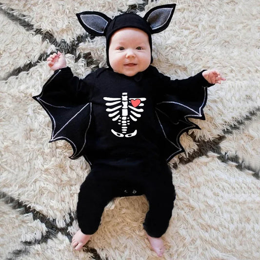 Costume de chauve-souris Seton pour bébé, olympiques d'Halloween Pourim, barboteuse, chapeau, noir, modules, 3-6M, 6-12M, 12-24M, 2 pièces par ensemble