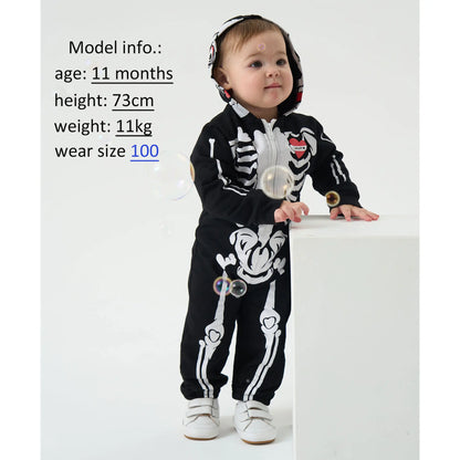 Umorden bébé squelette Costume barboteuse tenue à capuche combinaison infantile enfant en bas âge pourim Halloween déguisement