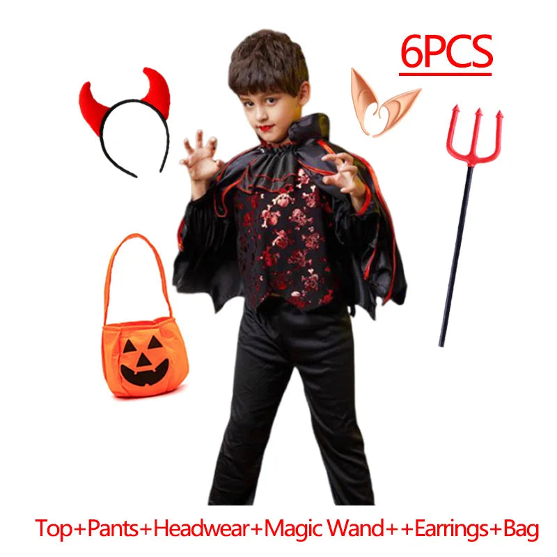 Filles garçons robe de Vampire enfant fantôme mariée gothique Cosplay Vampire diable chauve-souris Halloween Costume Vampiran carnaval tenue vêtements