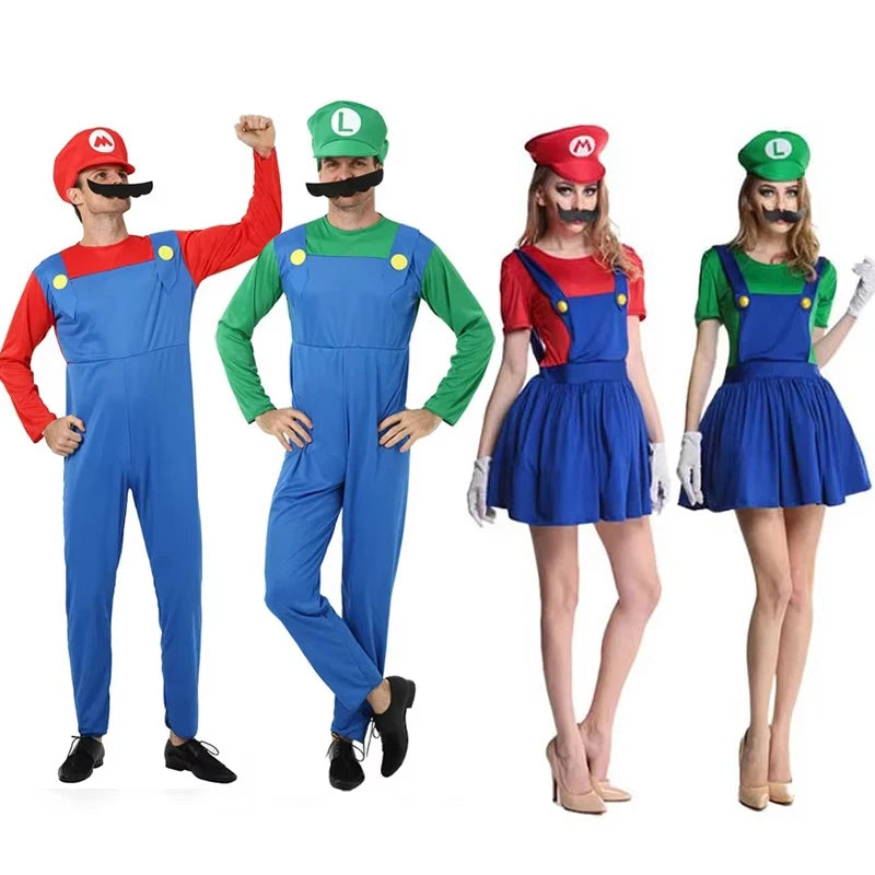 Jeu Marios Super Luigi frères uniforme ensemble Cosplay Costumes drôle Anime adulte hommes combinaison femme robe Halloween Costume