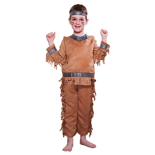 Boy Funny Indians Cosplay Costume Boys Girls Halloween Native American Outfits Carnival Easter Purim Fancy Dress