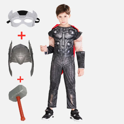 Thor Muscle Costume enfants jouet éclairer hache Halloween Cosplay Costume film personnage super-héros fantaisie carnaval combinaison