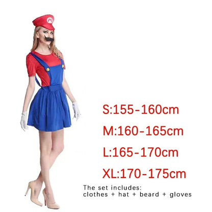 Jeu Marios Super Luigi frères uniforme ensemble Cosplay Costumes drôle Anime adulte hommes combinaison femme robe Halloween Costume