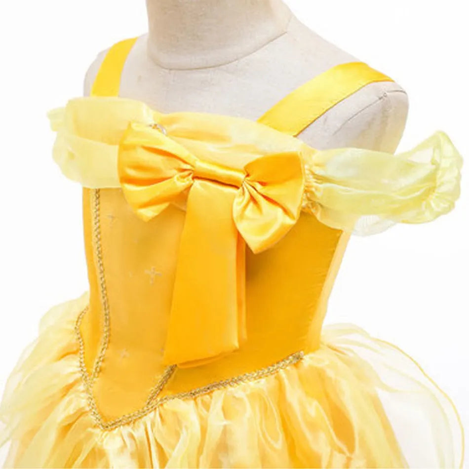 Fille Belle habiller sans manches florale enfants fête princesse Costume enfants la Belle et la bête Halloween carnaval tenue vêtements