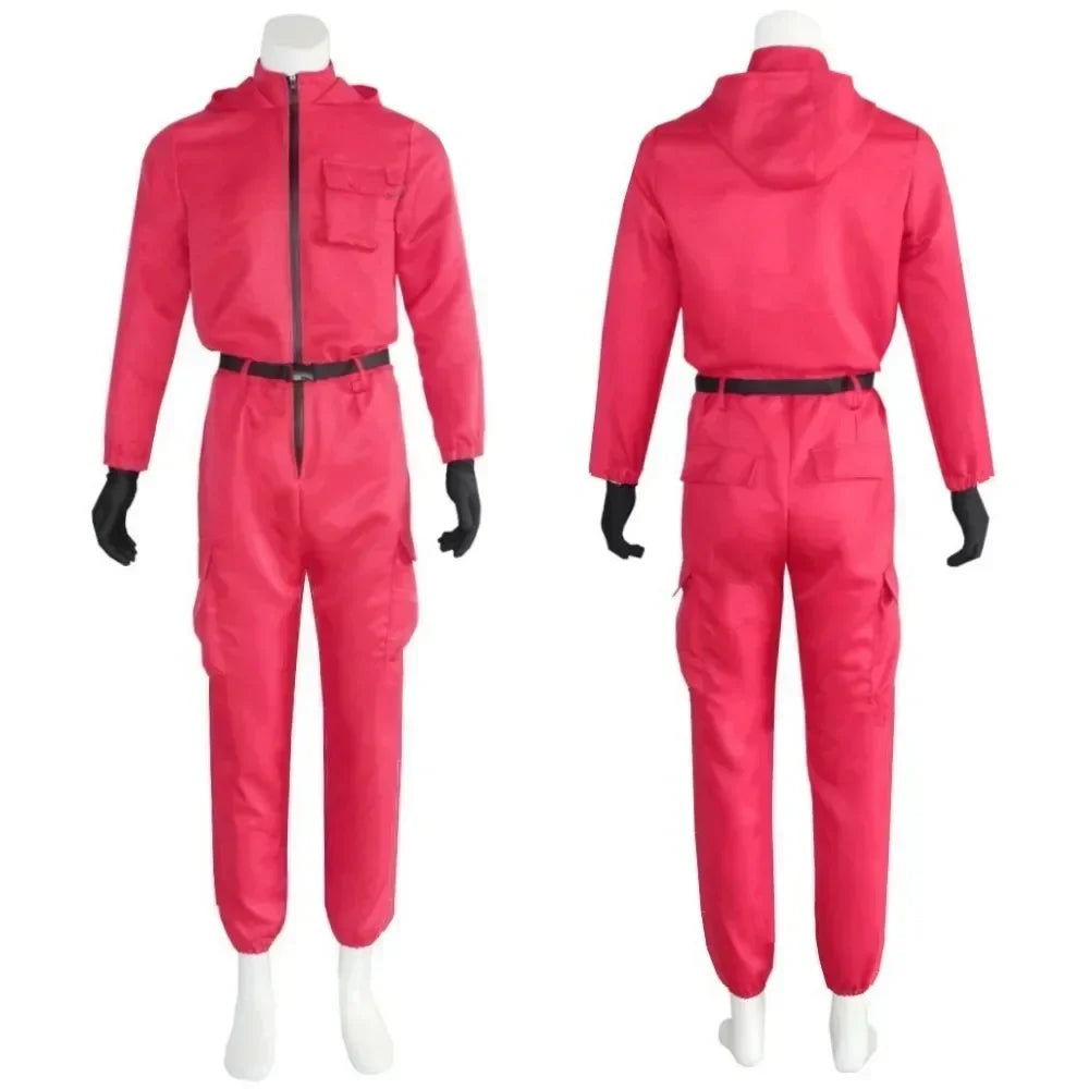 Ensemble de costumes de combinaison rose de jeu TV (gants + bretelles)-ensemble de cosplay respirant, vêtements de fête pour jeu de rôle pour garçons et filles