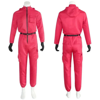 Ensemble de costumes de combinaison rose de jeu TV (gants + bretelles)-ensemble de cosplay respirant, vêtements de fête pour jeu de rôle pour garçons et filles