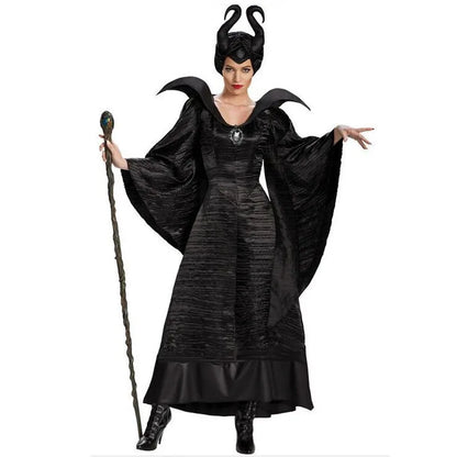 Maleficent Halloween Kostuum Jurk Voor Volwassen Heks Kleding Met Maleficent Horens Hoed Outfit Vrouwen Evil Jurk Demon Queen