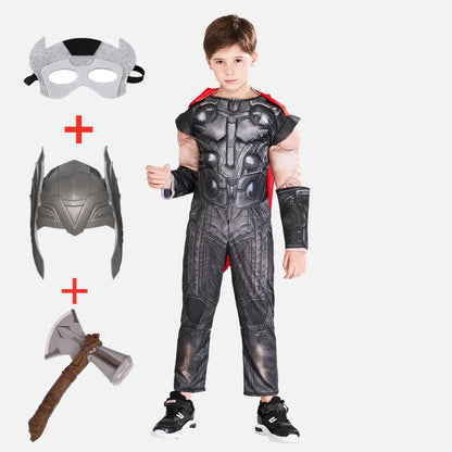 Thor Muscle Costume enfants jouet éclairer hache Halloween Cosplay Costume film personnage super-héros fantaisie carnaval combinaison