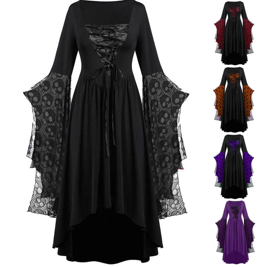 Robe Longue Gothique Vintage à Manches Trompent pour Femme, Tenue de Soirée, Carnaval, Vampire, Grande Taille, Halloween