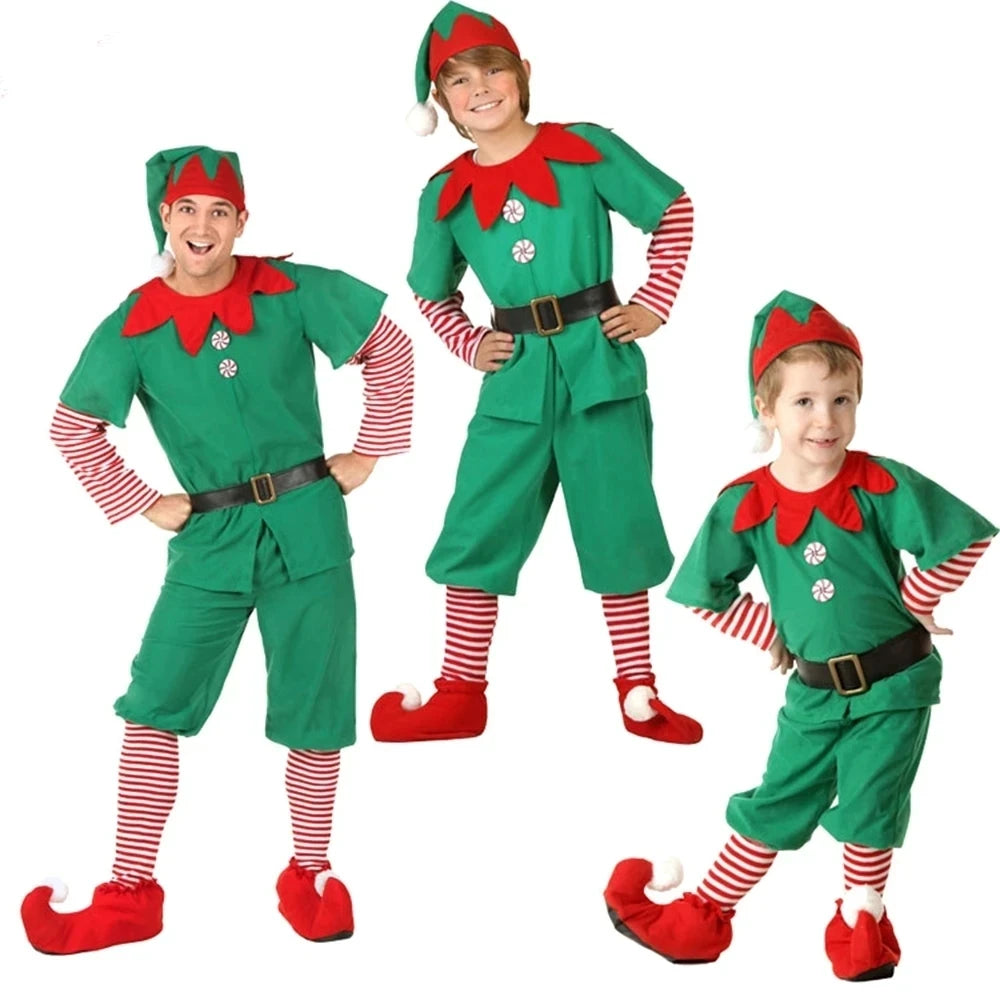 2025 Kinderen En Volwassenen Kerst Elf Kostuums, Kerstman Kostuum Sets, Groene Elfen, Halloween Cosplay, 2024 Nieuwe Producten