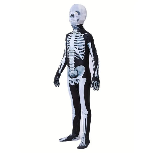 3-12Y Halloween jongens skelet kostuum bedrukt skelet masker jumpsuit met eng masker griezelige duivel rollenspel vakantiefeest