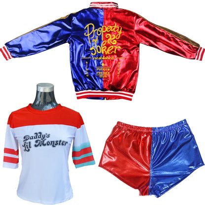 Robe Anime pour adultes, Costume pour femmes, perruque Quinn pour filles, t-shirt, veste Joker, Costume d'halloween,