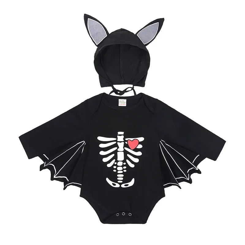 Costume de chauve-souris Seton pour bébé, olympiques d'Halloween Pourim, barboteuse, chapeau, noir, modules, 3-6M, 6-12M, 12-24M, 2 pièces par ensemble