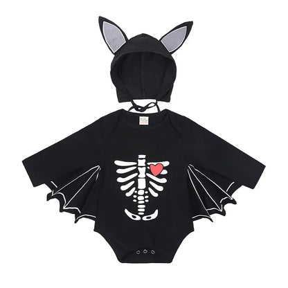 Costume de chauve-souris Seton pour bébé, olympiques d'Halloween Pourim, barboteuse, chapeau, noir, modules, 3-6M, 6-12M, 12-24M, 2 pièces par ensemble