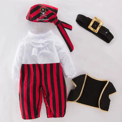 Costume de capitaine Pirate pour bébés garçons et filles, barboteuse pour nourrissons en bas âge, combinaison Umorden Halloween, robe fantaisie de fête pourim, rayures rouges