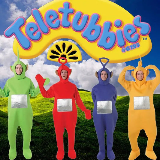 Teletubbies Lala Costume - Unisex Adult Soft Long Sleeve Pajamas Set, Cosplay Home Clothes for Halloween Party Wear