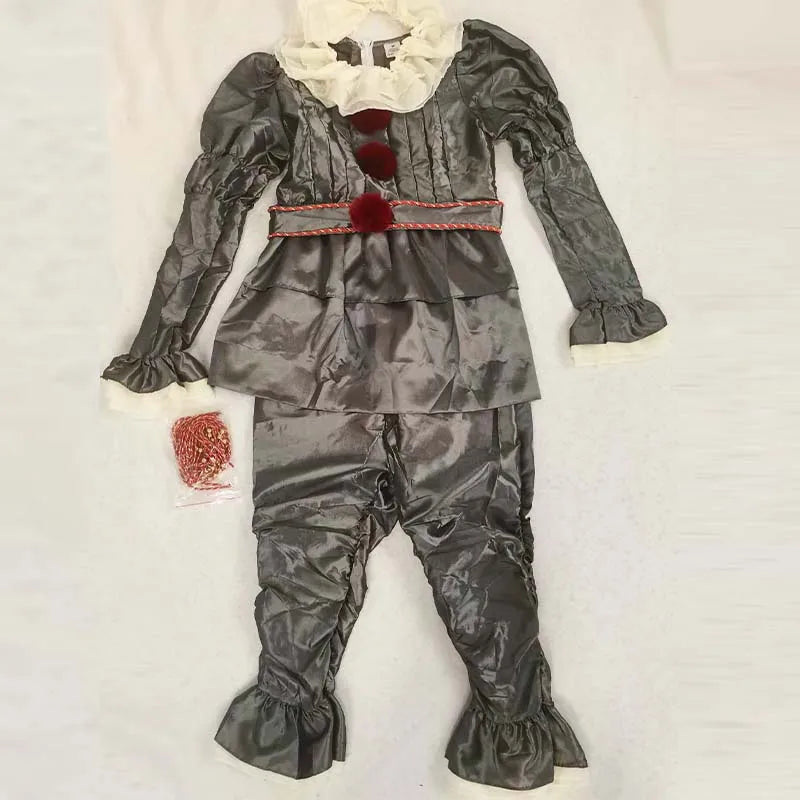 Pennywise Cosplay Costume Adult/Kids Clown Revival COS Terror Horro Clothing Set for Halloween Carnival Masquerade Party