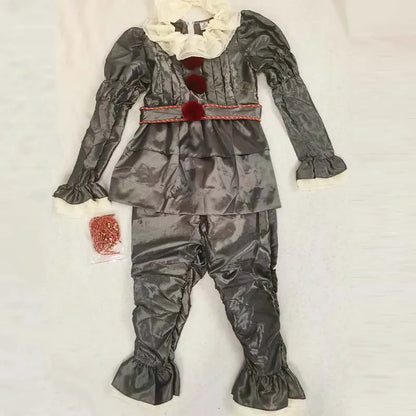 Pennywise Cosplay Costume Adult/Kids Clown Revival COS Terror Horro Clothing Set for Halloween Carnival Masquerade Party