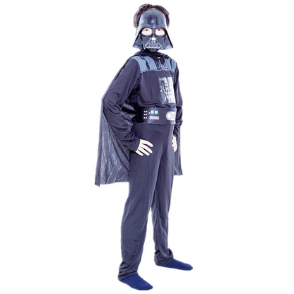 Jongens klassieke filmmasker kostuum bedrukte cartoon Darth Vader Cape Armor Onesie Halloween Kids Fantasy Cosplay kostuum