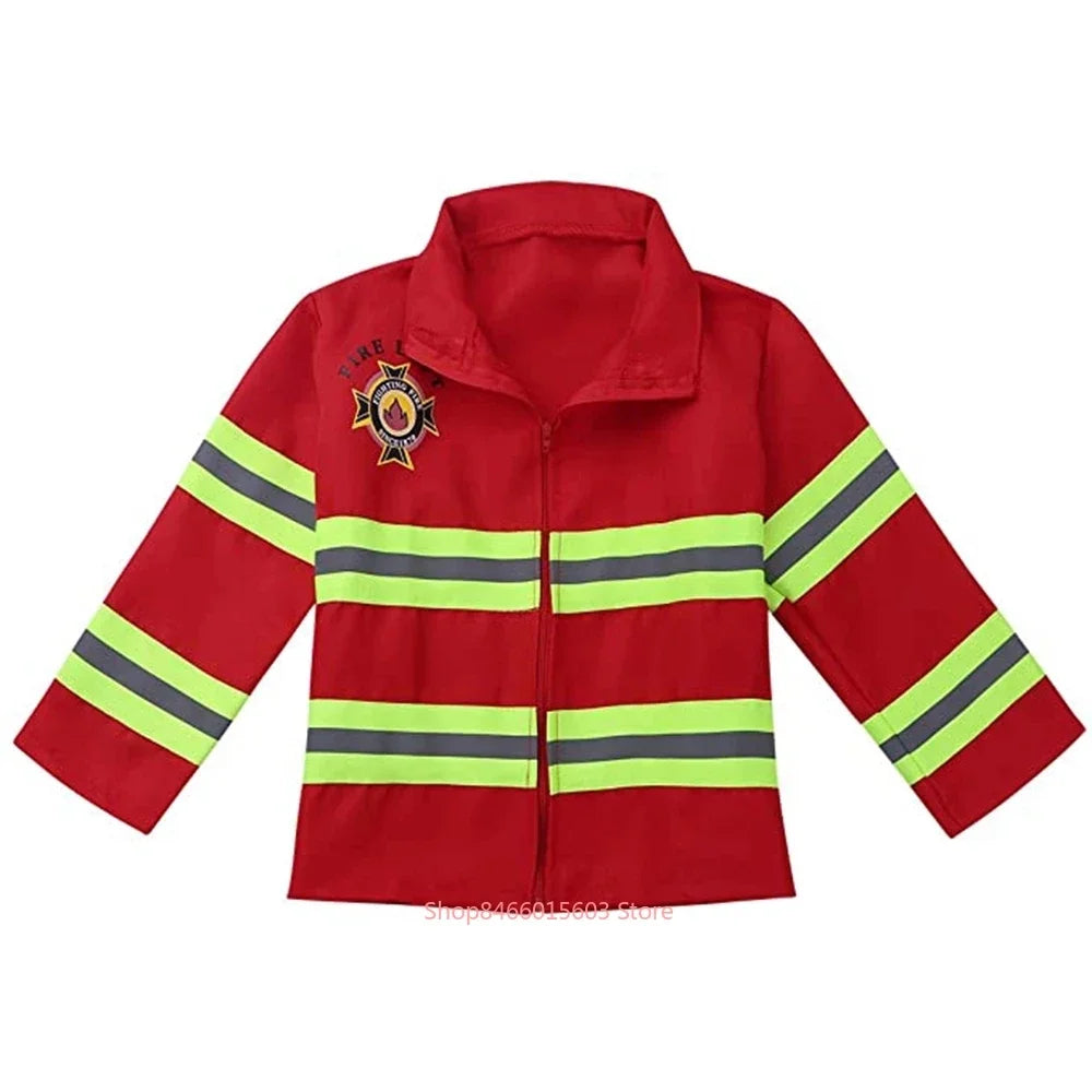 Uniforme de pompier d'halloween pour enfants, vêtements de travail de rôle de pompier Sam, Costume de Cosplay pour garçons, Costume de fête, cadeau