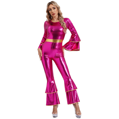 Costumes Chang pour femmes, combinaison de danse rétro métallique brillante, fête à thème Hiphelicopter, Halloween Cosplay, robe de paupières, sexy, années 70 et 80