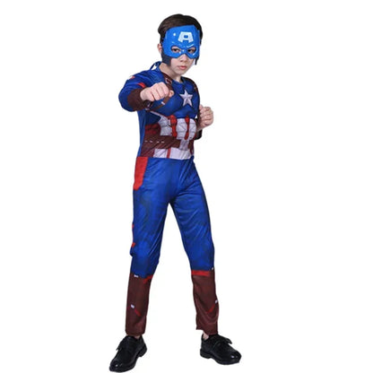 Costume de services.com America Muscle pour enfants, Smile Hero, Combinaison Cosplay, Bouclier, Halloween, Carnaval, ix