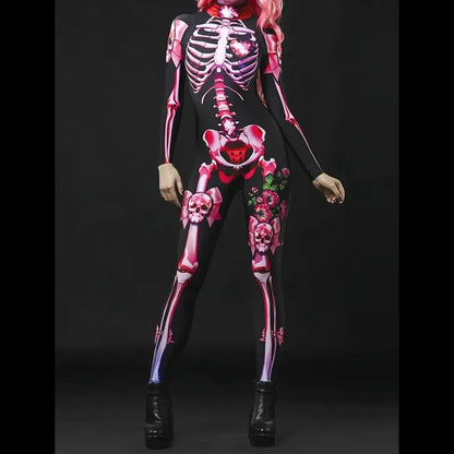 Fête sur le thème de la maison hantée d'Halloween pour filles, manches longues, squelette de dessin animé pour dames avec support imprimé graphique cœur et crânes