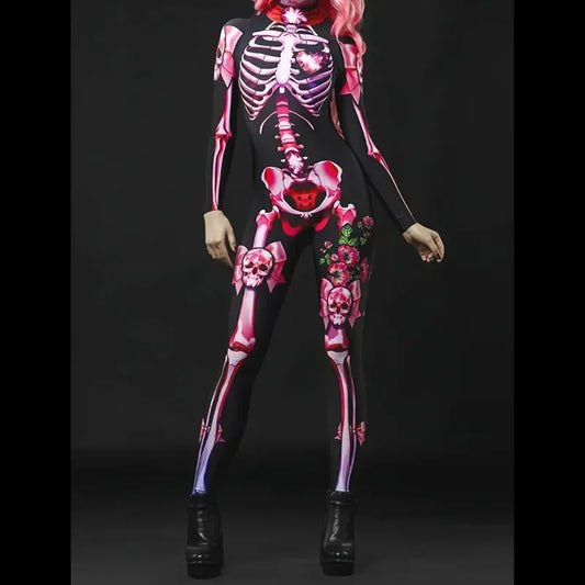 Fête sur le thème de la maison hantée d'Halloween pour filles, manches longues, squelette de dessin animé pour dames avec support imprimé graphique cœur et crânes