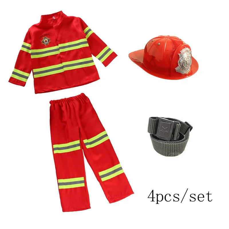 Uniforme de pompier d'halloween pour enfants, vêtements de travail de rôle de pompier Sam, Costume de Cosplay pour garçons, Costume de fête, cadeau