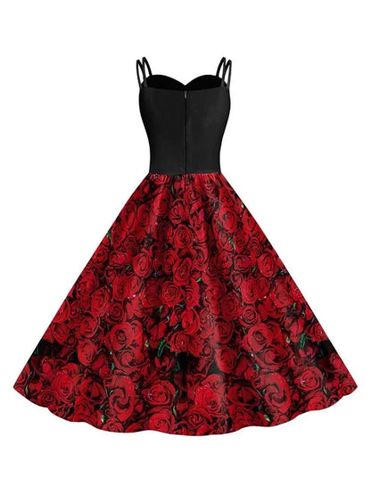 Halloween Cosplay noir foncé Rose crâne robe femmes Costume sans manches Vintage robes de soirée crâne sorcière effrayant filles vêtements