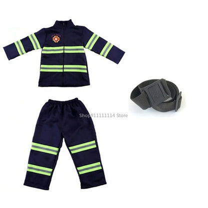 Uniforme de pompier d'halloween pour enfants, vêtements de travail de rôle de pompier Sam, Costume de Cosplay pour garçons, Costume de fête, cadeau