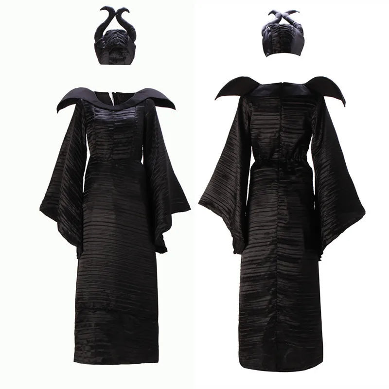Maleficent Halloween Kostuum Jurk Voor Volwassen Heks Kleding Met Maleficent Horens Hoed Outfit Vrouwen Evil Jurk Demon Queen
