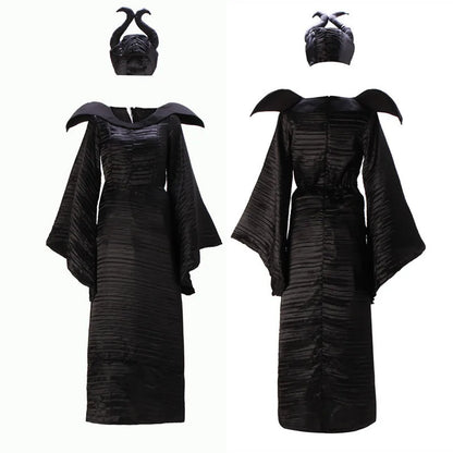 Maleficent Halloween Kostuum Jurk Voor Volwassen Heks Kleding Met Maleficent Horens Hoed Outfit Vrouwen Evil Jurk Demon Queen