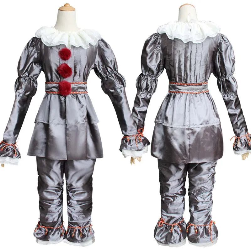 Pennywise Cosplay Costume Adult/Kids Clown Revival COS Terror Horro Clothing Set for Halloween Carnival Masquerade Party