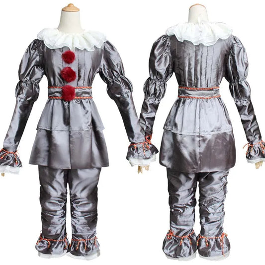 Pennywise Cosplay Costume Adult/Kids Clown Revival COS Terror Horro Clothing Set for Halloween Carnival Masquerade Party