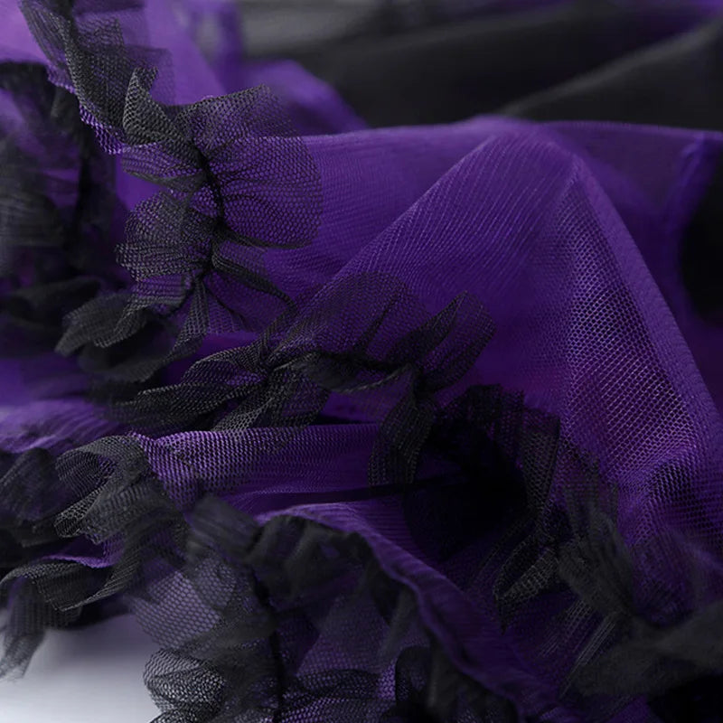 Meisjes Paarse Vleermuis Jurk Kinderen Fancy Cosplay Vampier Demon Kostuum Met Vleugel Hoofddeksels Halloween Carnivat Heks Rollenspel Kleding