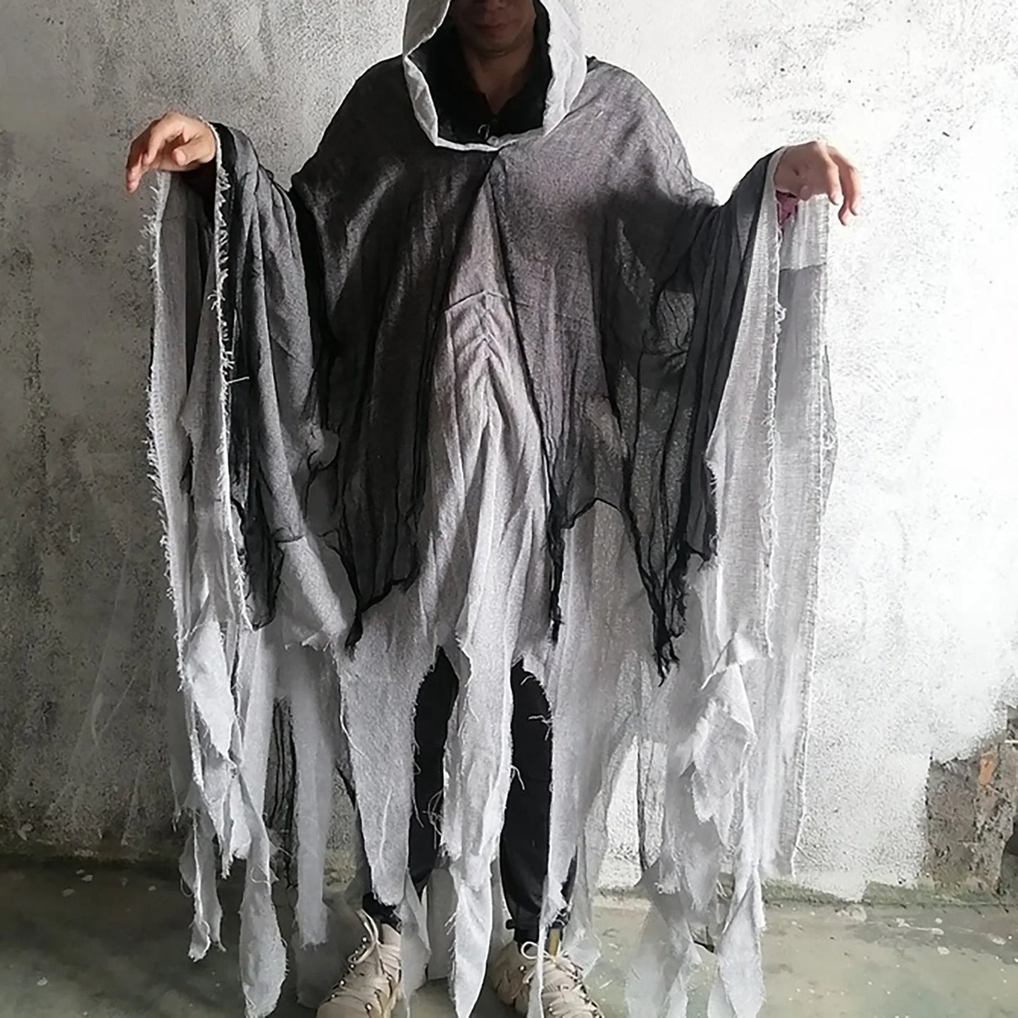 Unisex Halloween Ghost Dementors Cosplay Kostuum Gothic Horror Zombie Gescheurde Capes Met Capuchon Dag Van De Dode Partij Rekwisieten Mantels