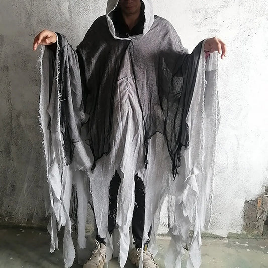 Unisex Halloween Ghost Dementors Cosplay Kostuum Gothic Horror Zombie Gescheurde Capes Met Capuchon Dag Van De Dode Partij Rekwisieten Mantels