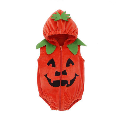 Combinaison à Capuche à Manches sulfpour Bébé Garçon et Fille, Costume d'Halloween, Cosplay, Citrouille, Vêtements Chauds et Doux en Coton