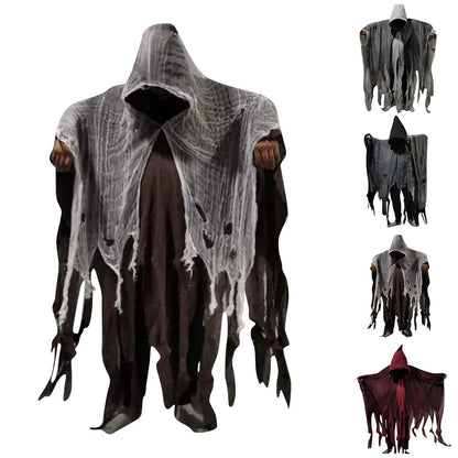 Unisex Halloween Ghost Dementors Cosplay Kostuum Gothic Horror Zombie Gescheurde Capes Met Capuchon Dag Van De Dode Partij Rekwisieten Mantels